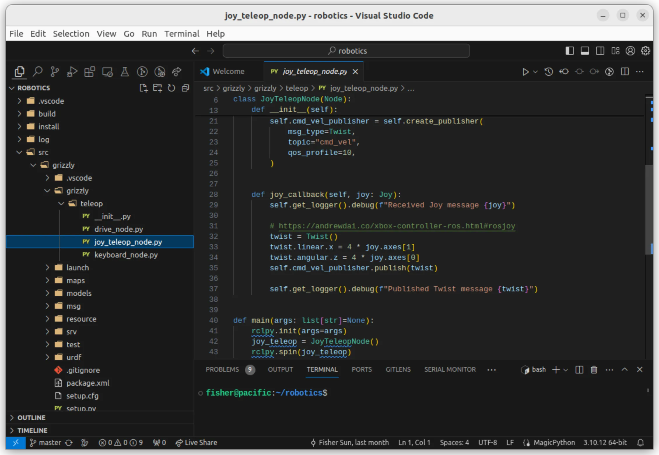 Image of VSCode before applying configuration